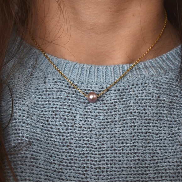 Lilac Floating Pearl Necklace 14k Gold-Filled - Picture 2 of 3